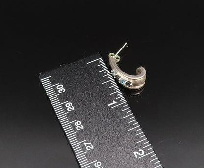 925 Sterling Silver  Vintage Curved Spinel & Topaz Pattern Earrings  EG11729