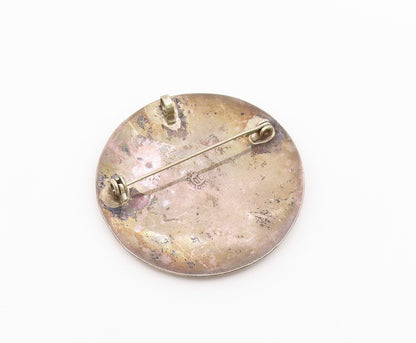 MEXICO 925 Sterling Silver  Vintage Abalone Shell Warrior Brooch Pin  BP3549
