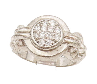 925 Sterling Silver Vintage Ring Designer Topaz Beaded Ring Neck Sz 7  RG27979
