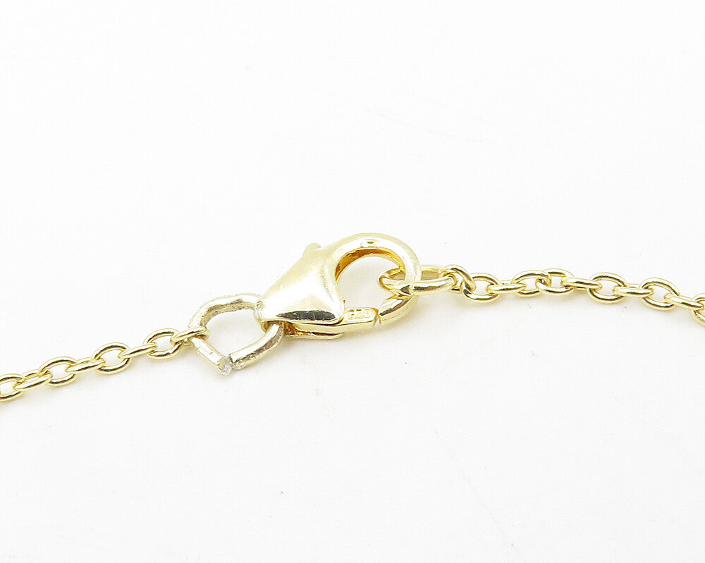 925 Sterling Silver Garnet & Multi Stone Gold Plated Chain Necklace NE1957