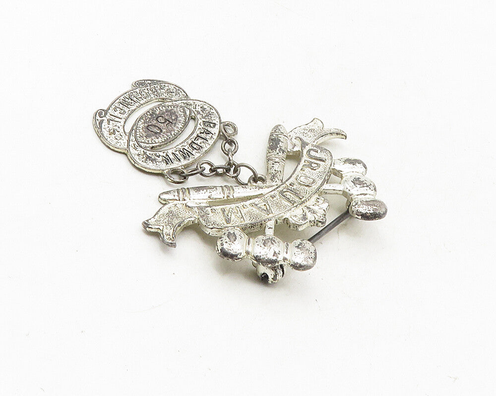 925 Sterling Silver  Vintage Antique Baldwin Council Gavels Brooch Pin  BP3801