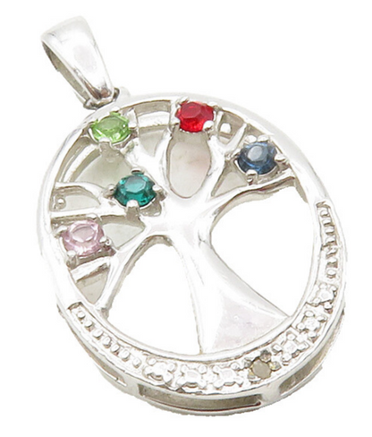 925 Sterling Silver Peridot & Multi Color Topaz Tree Of Life Pendant PT9992