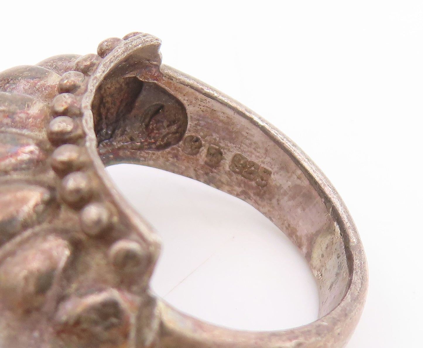 925 Sterling Silver Vintage Ring Chunky Scalloped Solid Dome Band  Sz 5  RG34404