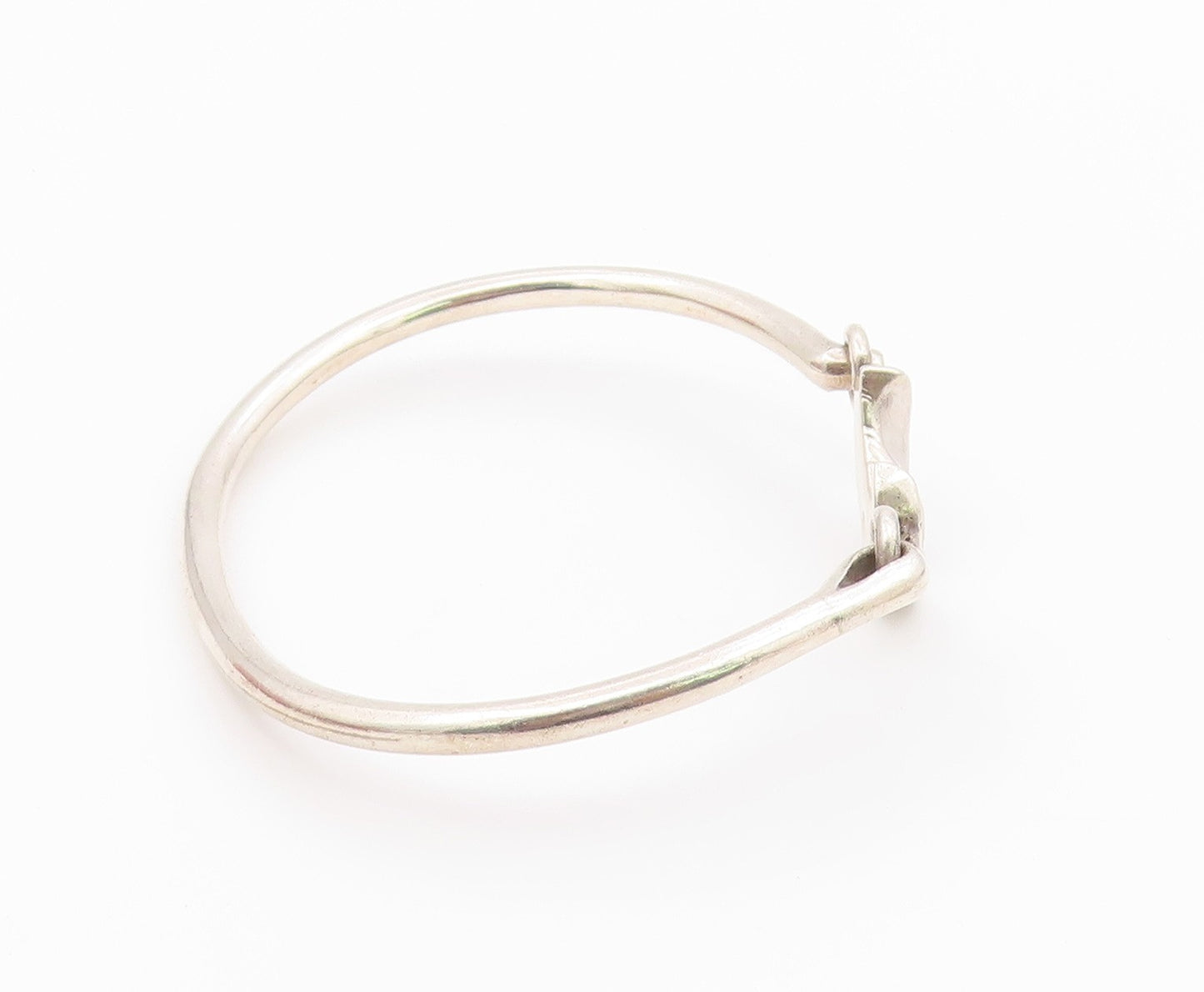 MEXICO 925 Sterling Silver  Vintage Shiny Hook Bangle Bracelet  BT9001