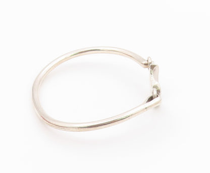 MEXICO 925 Sterling Silver  Vintage Shiny Hook Bangle Bracelet  BT9001
