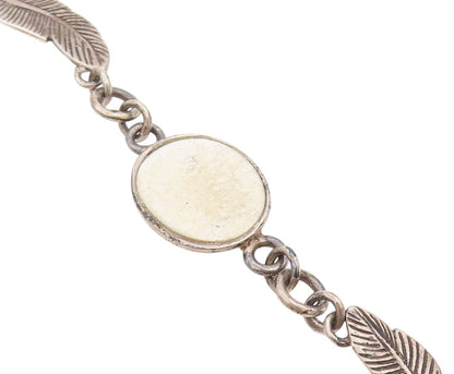 925 Sterling Silver Vintage Bracelet Gemstone With Feather Band  BT11306