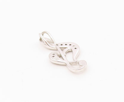 925 Sterling Silver   Genuine Diamonds Love Heart Treble Clef Pendant  PT12785
