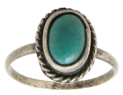 SOUTHWESTERN 925 Sterling Silver Vintage Turquoise Band Ring Sz 5 RG13969