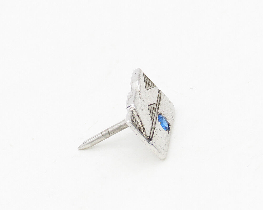 925 Sterling Silver  Vintage Petite Blue Topaz K Initial Lapel Pin  TR2329