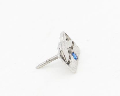 925 Sterling Silver  Vintage Petite Blue Topaz K Initial Lapel Pin  TR2329