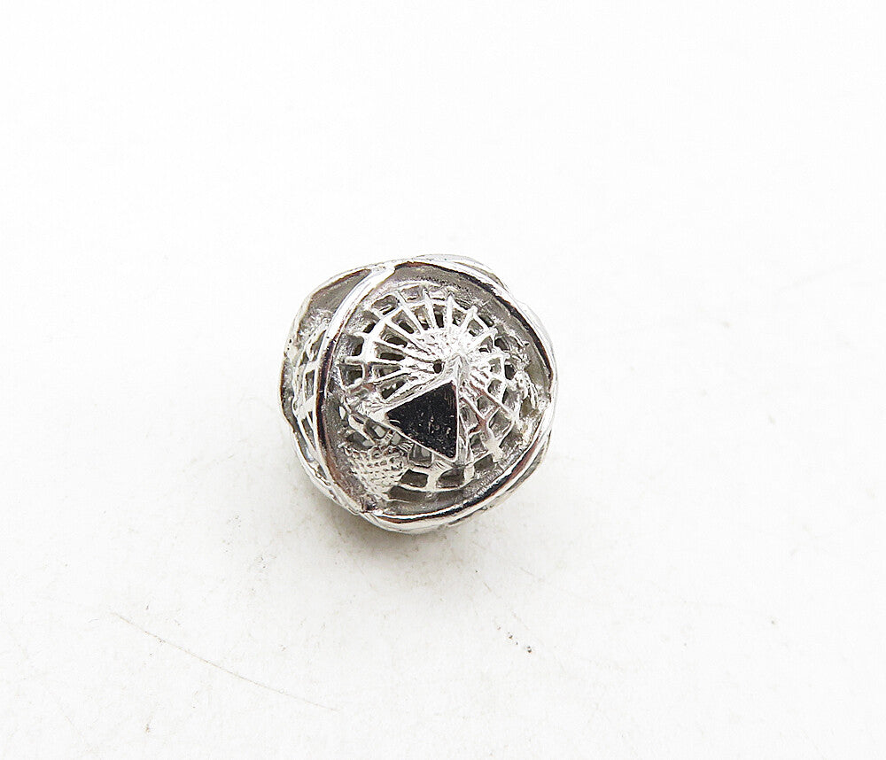 925 Sterling Silver  Vintage Petite Wrapped World Globe Drop Pendant  PT6912
