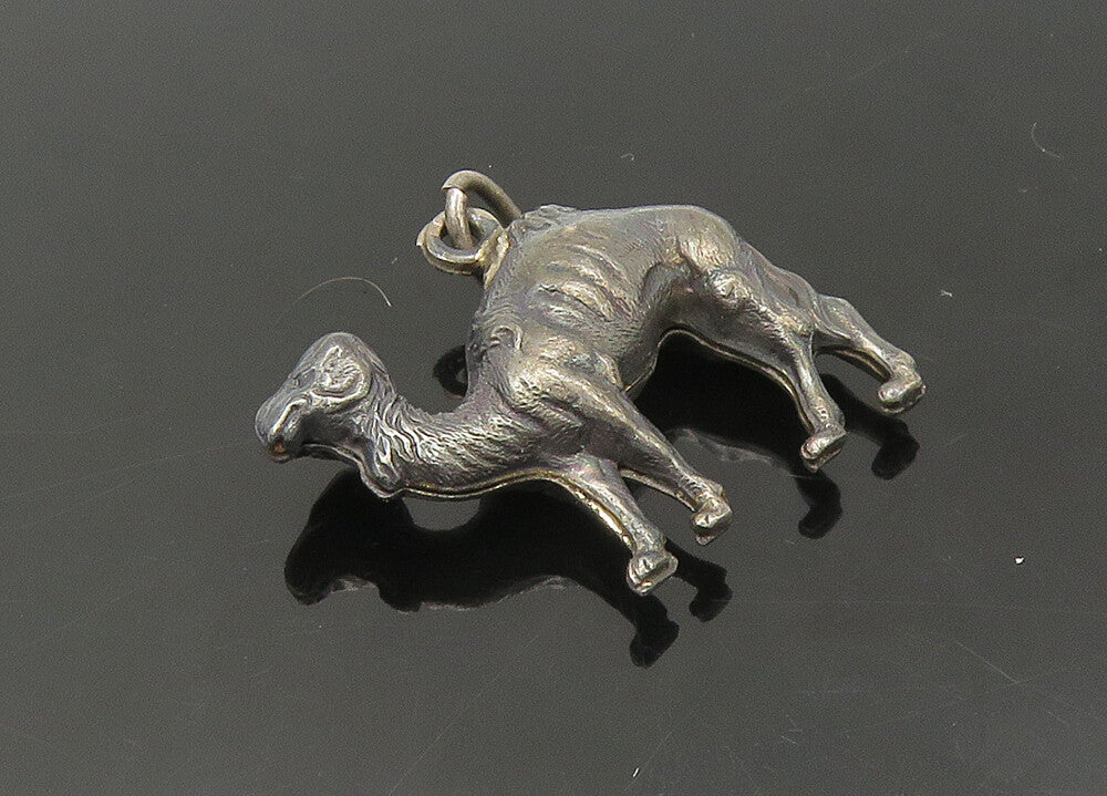 925 Sterling Silver  Vintage Oxidized Camel Animal Motif Pendant  PT17950