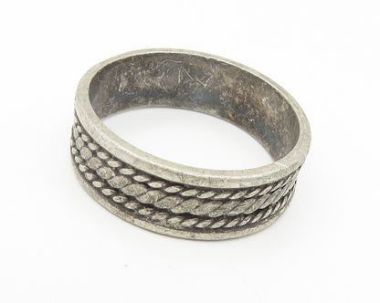 925 Sterling Silver  Vintage Dark Tone Rope Twist Band Ring Sz 8  RG10798