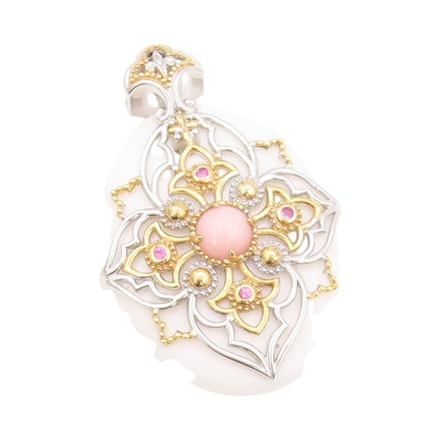 925 Sterling Silver Vintage Pendant MICHAEL VALITUTTI Floral Gemstones  PT24047