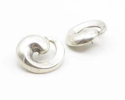 925 Sterling Silver  Vintage Shiny Round Swirl Dome Drop Earrings  EG5512