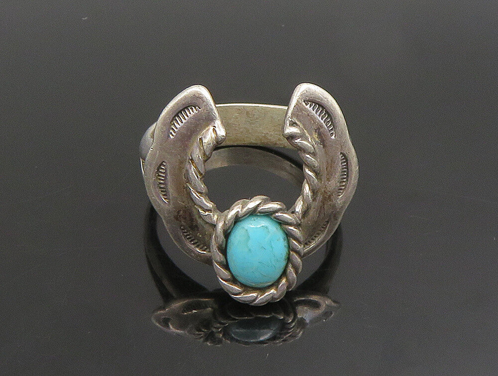 CAROLYN POLLACK 925 Silver  Vintage Rope Twist Turquoise Ring Sz 8.5  RG24823