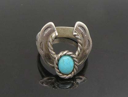 CAROLYN POLLACK 925 Silver  Vintage Rope Twist Turquoise Ring Sz 8.5  RG24823
