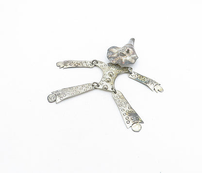 MEXICO 925 Sterling Silver Vintage Dancing Clown Brooch Pin (MOVES) BP2034