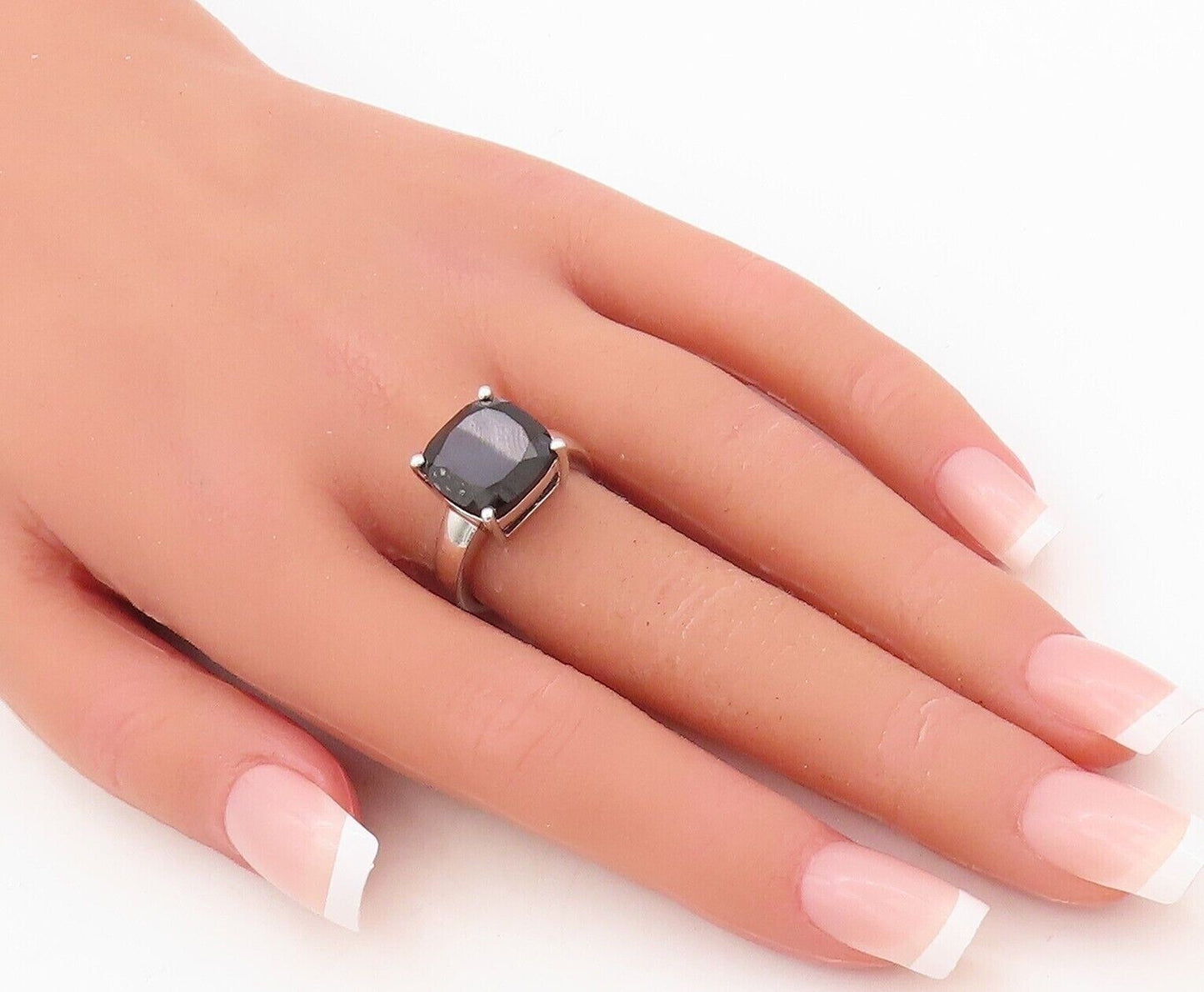 925 Sterling Silver Vintage Ring Minimalist Square Cut Spinel  Sz 7  RG30365