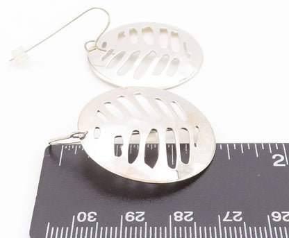 925 Sterling Silver Vintage Earrings RLM Modernist Ribbed Round Disk  EG13516