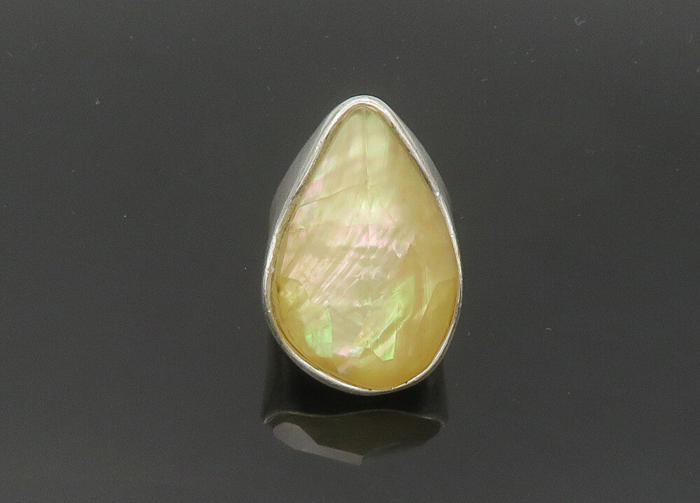RLM STUDIO 925 Silver  Vintage Mother Of Pearl Cocktail Ring Sz 7  RG20700