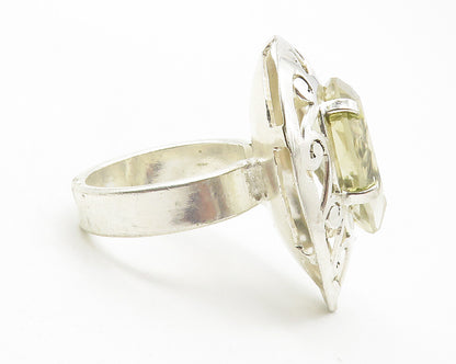 925 Sterling Silver  Pear Shape Topaz Cutout Swirl Cocktail Ring Sz 7  RG11836