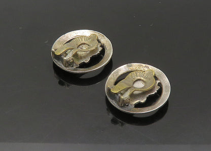 925 Sterling Silver  Vintage Antique Scarab Non Pierce Earrings  EG10817