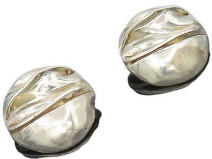 925 Sterling Silver  Vintage Modernist Sculpted Round Drop Earrings  EG8608