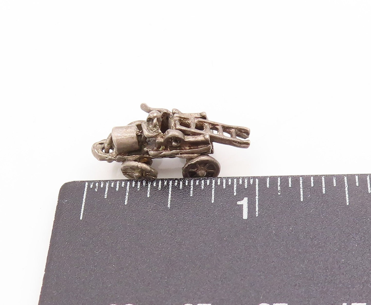 925 Sterling Silver Vintage Pendant Dark Tone Retro Steamroller MOVES  PT25022