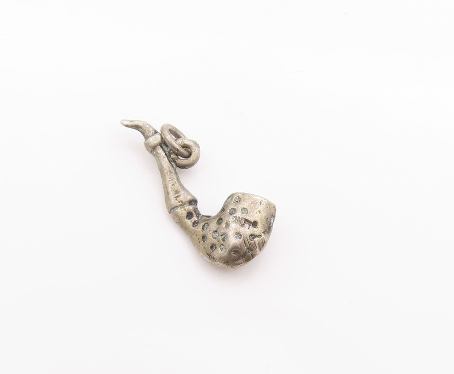 925 Sterling Silver Vintage Pendant Etched Dotted Piper Smoking Charm  PT24807