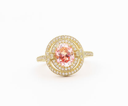 925 Sterling Silver Vintage Ring Gold Plated JUDITH RIPKA Morganite Sz 9 RG36539