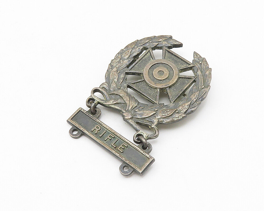 925 Sterling Silver  Vintage Oxidized Rifle Association Brooch Pin  BP4205