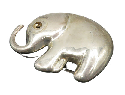 925 Sterling Silver  Vintage Smooth Shiny Hollow Elephant Brooch Pin  BP5700
