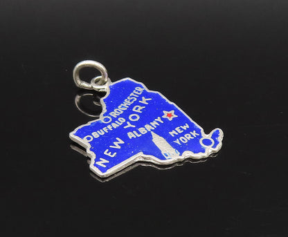 925 Sterling Silver  Vintage Enamel New York State Souvenir Pendant  PT21586