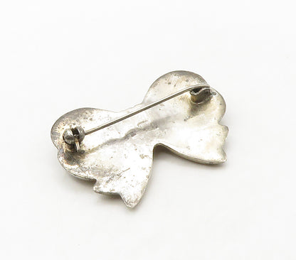 925 Sterling Silver  Vintage Hollow Bow Tied Ribbon Motif Brooch Pin  BP6428