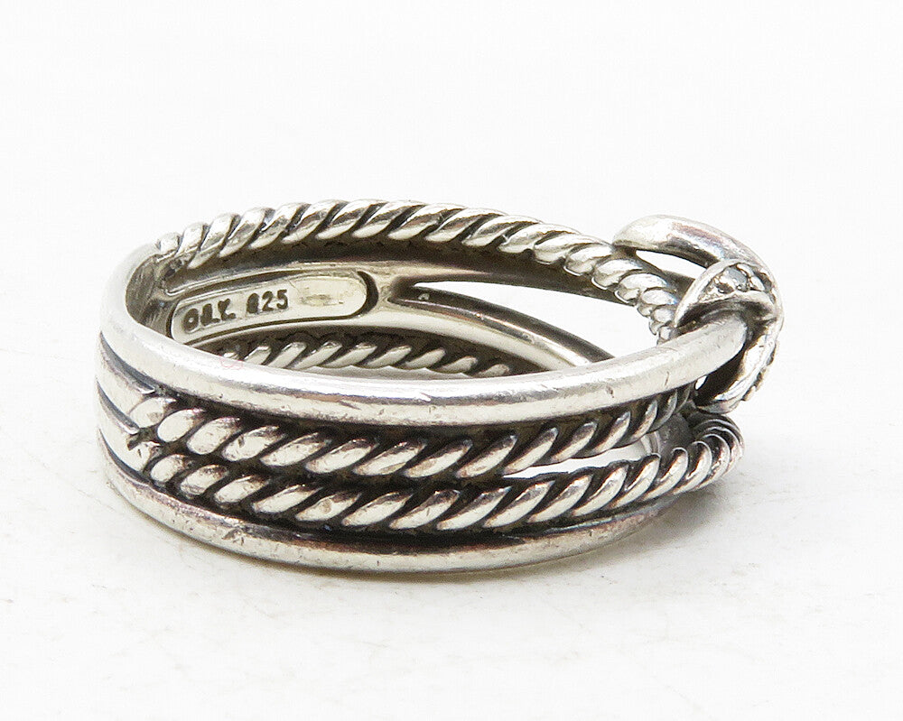 DAVID YURMAN 925 Sterling Silver Vintage Genuine Diamonds Band Ring Sz 7 RG12625