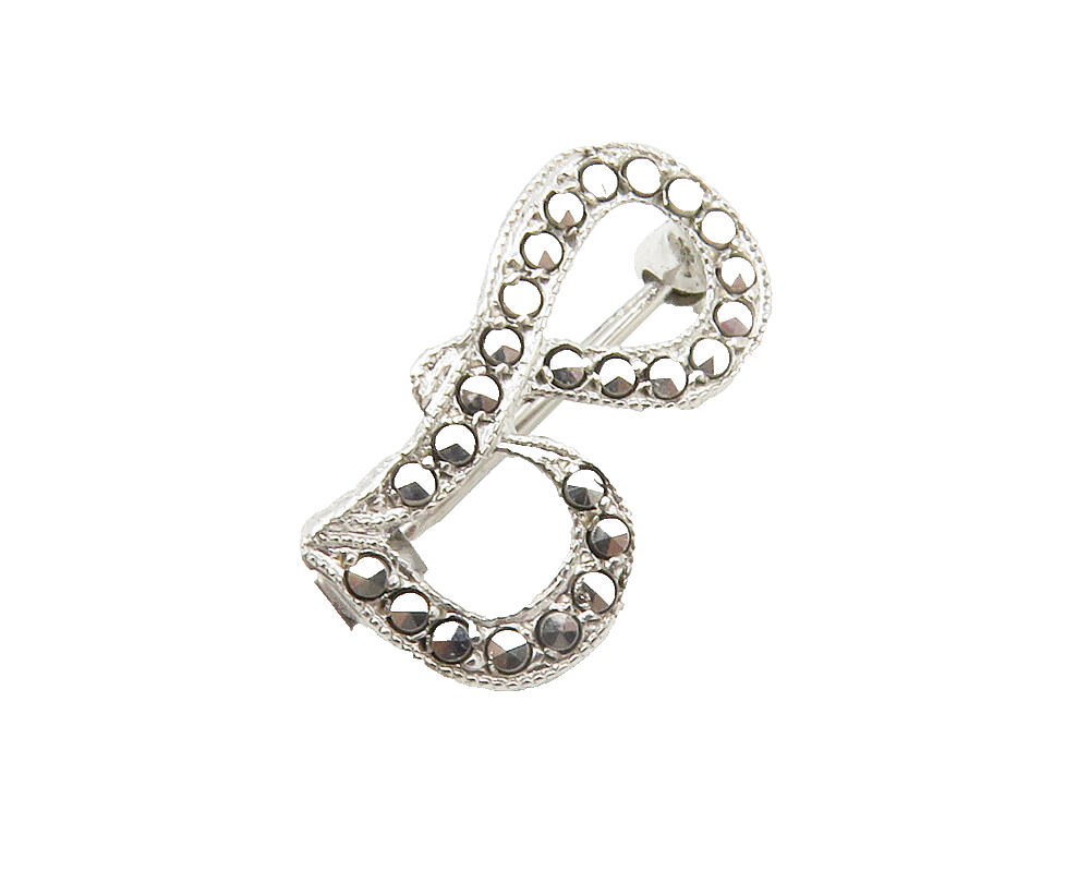 925 Sterling Silver  Vintage Lowercase G Initial Sparkling Brooch Pin  BP5368