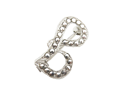 925 Sterling Silver  Vintage Lowercase G Initial Sparkling Brooch Pin  BP5368