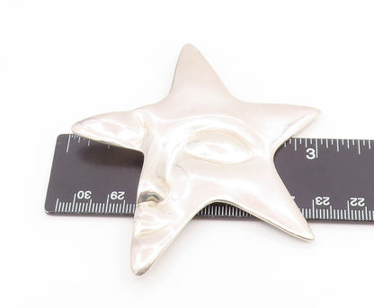 925 Sterling Silver Vintage Brooch Pin Modernist Celestial Star Face  BP12408