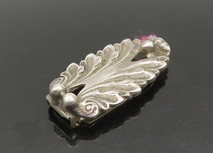 925 Sterling Silver  Vintage Shiny Floral Leaf Design Tie Clip  TR2942