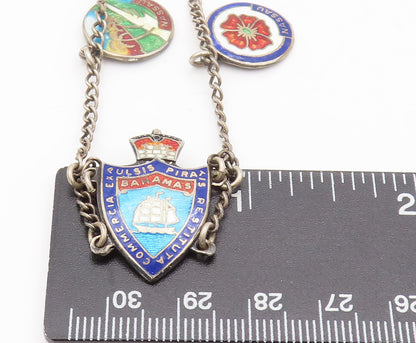 BMCO 925 Sterling Silver  Vintage Bahamas Enameled Tourist Bracelet  BT10094