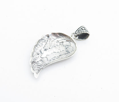 925 Sterling Silver  Shiny Swirl Patterned Wing Motif Drop Pendant  PT5705
