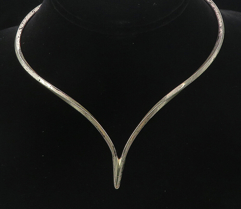 ALFRED KARRAM 925 Silver  Vintage Minimalist Pointed Collar Necklace NE1563