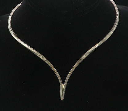 ALFRED KARRAM 925 Silver  Vintage Minimalist Pointed Collar Necklace NE1563