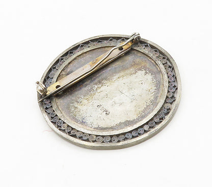 925 Sterling Silver  Vintage Dark Tone Chinese Character Brooch Pin  BP6211