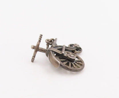 925 Sterling Silver Vintage Pendant Retro High Wheeled Bicycle Charm  PT25393