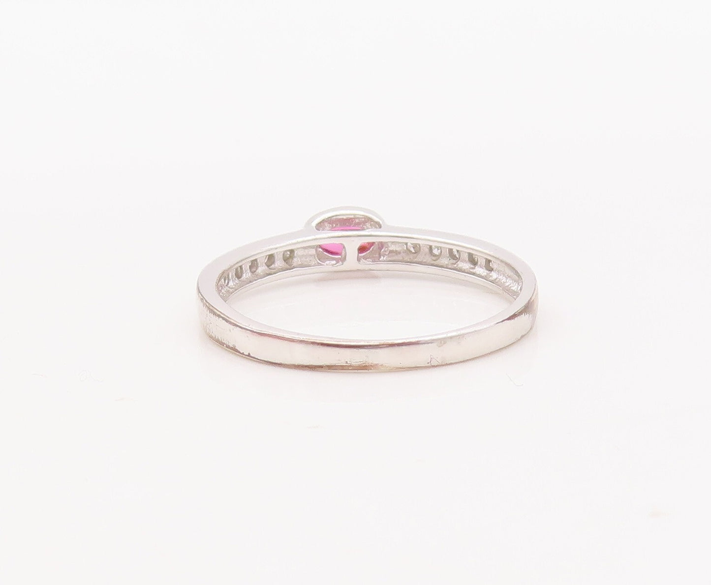 925 Sterling Silver Vintage Ring Stackable Diamonds & Gemstone  Sz 7.5  RG29903