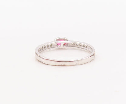 925 Sterling Silver Vintage Ring Stackable Diamonds & Gemstone  Sz 7.5  RG29903