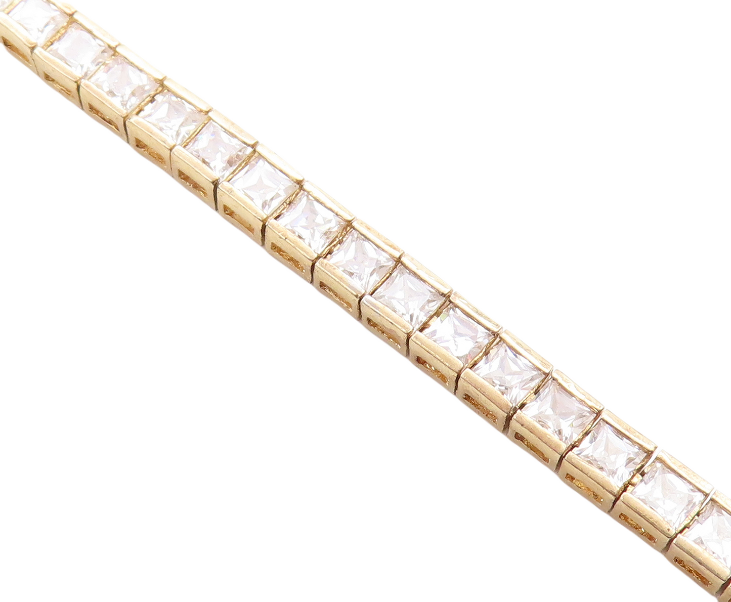 925 Sterling Silver  Cubic Zirconia Shiny Gold Plated Tennis Bracelet  BT1722