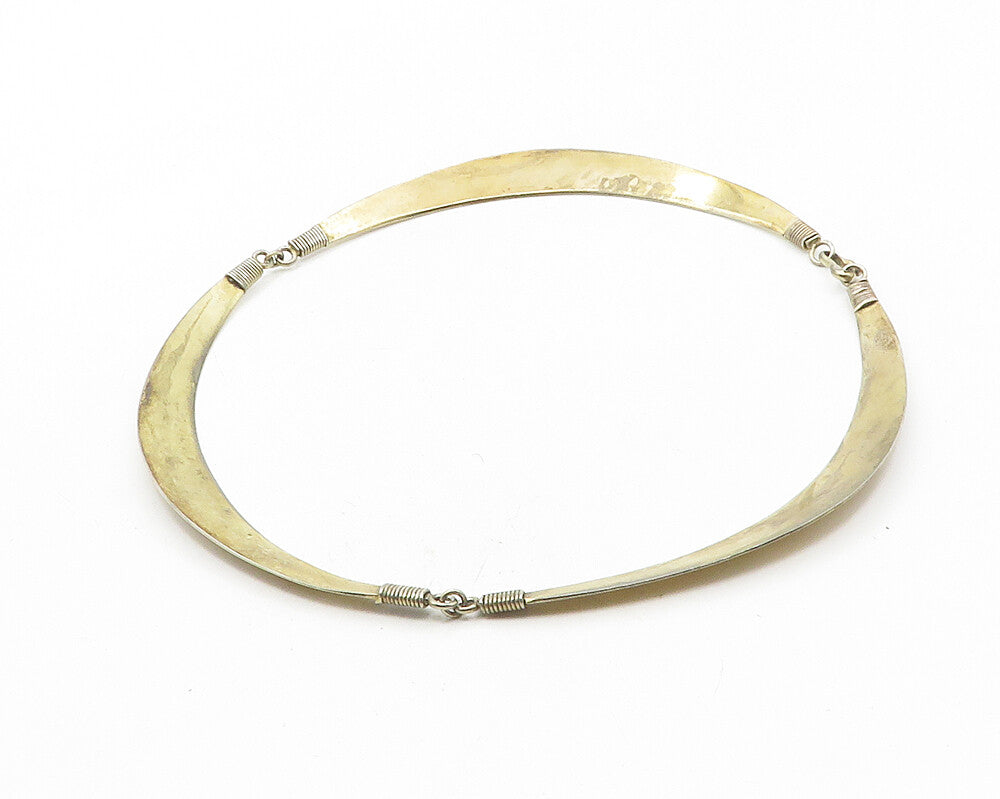 TAN BOGOTA 925 Silver  Vintage Wire Wrapped Curved Bar Chain Necklace  NE1911